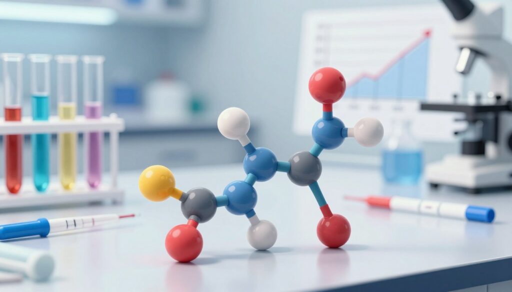 A detailed, scientific illustration of the beta-hCG molecule, presented prominently in the foreground, showcasing its structure with vibrant colors to highlight the bonds and molecular interactions. In the middle ground, display laboratory equipment such as test tubes and pipettes, arranged on a clean, modern laboratory bench. Soft, diffused lighting enhances the clarity and focus on the molecule while casting gentle shadows to create depth. In the background, a subtle blur of abstract graphs and charts representing diagnostic results, indicating the significance of beta-hCG in medical contexts. The overall atmosphere is professional and educational, emphasizing the importance of clear visualization in understanding test dynamics in medical diagnostics. A detailed, scientific illustration of the beta-hCG molecule, presented prominently in the foreground, showcasing its structure with vibrant colors to highlight the bonds and molecular interactions. In the middle ground, display laboratory equipment such as test tubes and pipettes, arranged on a clean, modern laboratory bench. Soft, diffused lighting enhances the clarity and focus on the molecule while casting gentle shadows to create depth. In the background, a subtle blur of abstract graphs and charts representing diagnostic results, indicating the significance of beta-hCG in medical contexts. The overall atmosphere is professional and educational, emphasizing the importance of clear visualization in understanding test dynamics in medical diagnostics.