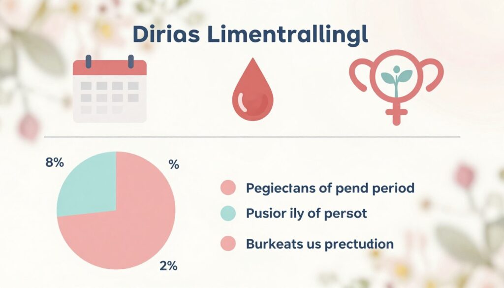 Visualize a professional infographic that illustrates the statistics of pregnancy likelihood during menstruation. In the foreground, display a clear pie chart highlighting the percentage of pregnancies that occur during period cycles, using soft pastel colors for a calming effect. In the middle ground, include elegant, stylized icons representing fertility and menstruation, such as a calendar, a drop of blood, and a growing plant symbolizing life. In the background, opt for a softly blurred texture of delicate floral patterns to evoke a sense of growth and renewal. Ensure the lighting is bright and inviting, mimicking natural daylight. The overall composition should convey a mood of informative professionalism and hopefulness, suitable for an educational article on reproductive health.