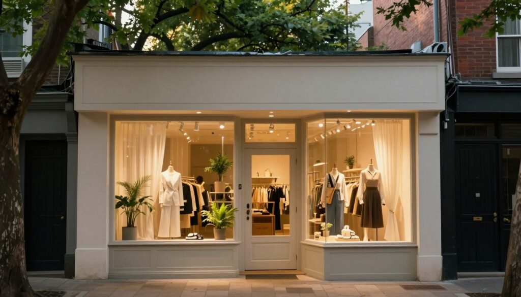 A serene urban neighborhood scene showcasing a cozy boutique storefront, emphasizing a sense of privacy and exclusivity. In the foreground, the shop's entrance features an elegant door adorned with subtle plants and warm lighting that invites customers in. The middle ground includes a stylishly decorated window displaying trendy fashion items, with sheer curtains partially drawn to hint at the interior without revealing too much. In the background, trees provide lush green coverage, creating a barrier to the bustling city, symbolizing the balance between public and private life. The image is captured during golden hour, casting a soft, warm glow, enhancing the inviting atmosphere while maintaining an air of mystery. The focus is on the boutique's charm and the surrounding tranquility, suggesting a protected yet vibrant living space for a public figure. A serene urban neighborhood scene showcasing a cozy boutique storefront, emphasizing a sense of privacy and exclusivity. In the foreground, the shop's entrance features an elegant door adorned with subtle plants and warm lighting that invites customers in. The middle ground includes a stylishly decorated window displaying trendy fashion items, with sheer curtains partially drawn to hint at the interior without revealing too much. In the background, trees provide lush green coverage, creating a barrier to the bustling city, symbolizing the balance between public and private life. The image is captured during golden hour, casting a soft, warm glow, enhancing the inviting atmosphere while maintaining an air of mystery. The focus is on the boutique's charm and the surrounding tranquility, suggesting a protected yet vibrant living space for a public figure.